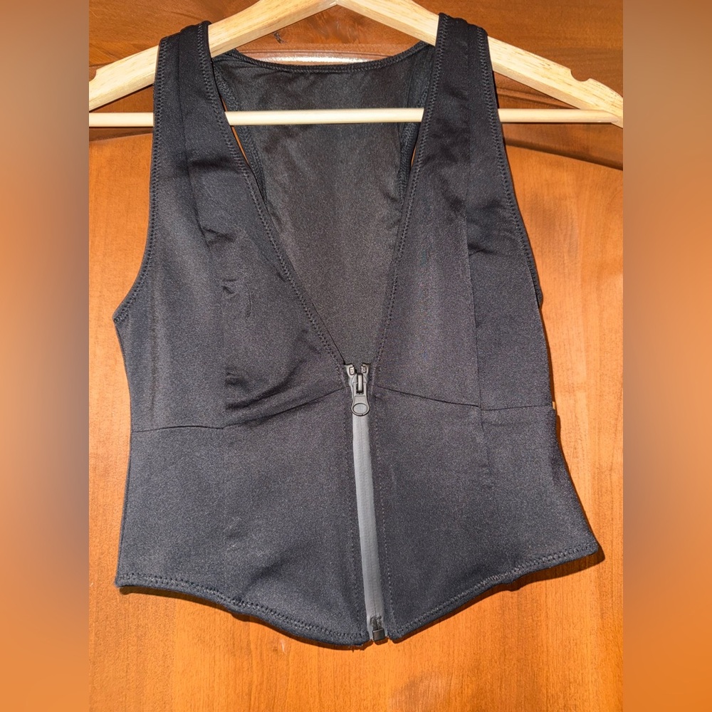 Good American Zip Front Swim Top – Black – Size Small – NWT